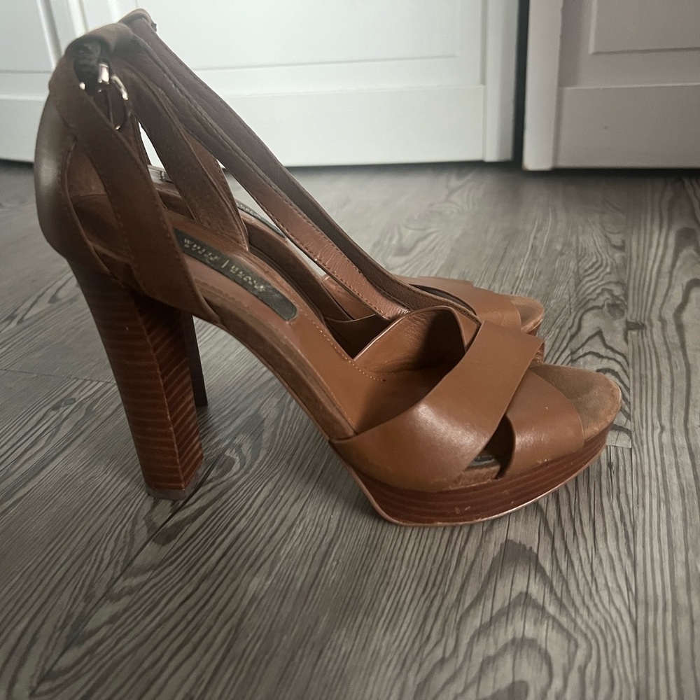 Brown Leather Platform Heels